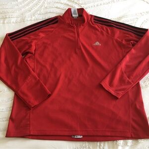 Adidas Red 1/4 Zip Pullover with Black Shoulder Stripes